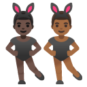 men with bunny ears: dark skin tone, medium-dark skin tone on Google
