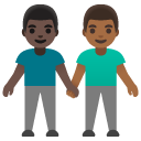 men holding hands: dark skin tone, medium-dark skin tone on Google