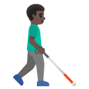 man with white cane facing right: dark skin tone on Google