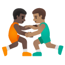 men wrestling: dark skin tone, medium skin tone on Google