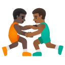 men wrestling: dark skin tone, medium-dark skin tone on Google