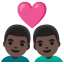 couple with heart: man, man, dark skin tone on Google