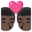 kiss: man, man, dark skin tone on Google