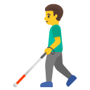 man with white cane on Google