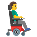 man in motorized wheelchair facing right on Google