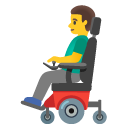man in motorized wheelchair on Google