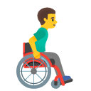 man in manual wheelchair facing right on Google