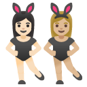 women with bunny ears: light skin tone, medium-light skin tone on Google