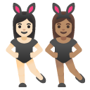 women with bunny ears: light skin tone, medium skin tone on Google