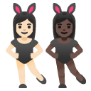 women with bunny ears: light skin tone, dark skin tone on Google