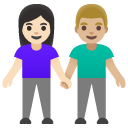 woman and man holding hands: light skin tone, medium-light skin tone on Google