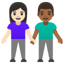 woman and man holding hands: light skin tone, medium-dark skin tone on Google