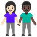 woman and man holding hands: light skin tone, dark skin tone on Google