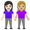 women holding hands: light skin tone, medium-light skin tone on Google