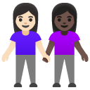 women holding hands: light skin tone, dark skin tone on Google