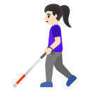 woman with white cane: light skin tone on Google