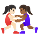 women wrestling: light skin tone, medium-dark skin tone on Google