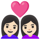 couple with heart: woman, woman, light skin tone on Google