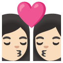 kiss: woman, woman, light skin tone on Google
