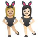 women with bunny ears: medium-light skin tone, light skin tone on Google