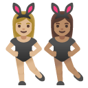 women with bunny ears: medium-light skin tone, medium skin tone on Google