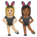 women with bunny ears: medium-light skin tone, medium-dark skin tone on Google