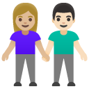 woman and man holding hands: medium-light skin tone, light skin tone on Google