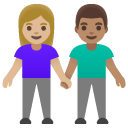 woman and man holding hands: medium-light skin tone, medium skin tone on Google