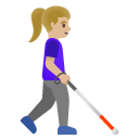 woman with white cane facing right: medium-light skin tone on Google