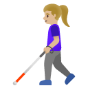 woman with white cane: medium-light skin tone on Google