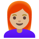 woman: medium-light skin tone, red hair on Google