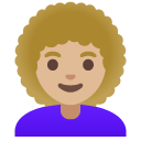 woman: medium-light skin tone, curly hair on Google