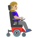 woman in motorized wheelchair facing right: medium-light skin tone on Google