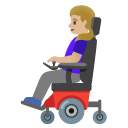 woman in motorized wheelchair: medium-light skin tone on Google
