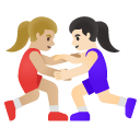 women wrestling: medium-light skin tone, light skin tone on Google
