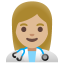 woman health worker: medium-light skin tone on Google