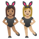 women with bunny ears: medium skin tone, medium-light skin tone on Google