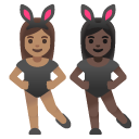 women with bunny ears: medium skin tone, dark skin tone on Google