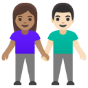 woman and man holding hands: medium skin tone, light skin tone on Google