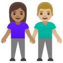 woman and man holding hands: medium skin tone, medium-light skin tone on Google