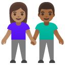woman and man holding hands: medium skin tone, medium-dark skin tone on Google
