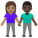 woman and man holding hands: medium skin tone, dark skin tone on Google