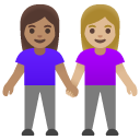 women holding hands: medium skin tone, medium-light skin tone on Google