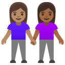 women holding hands: medium skin tone, medium-dark skin tone on Google