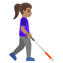 woman with white cane facing right: medium skin tone on Google