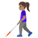 woman with white cane: medium skin tone on Google