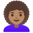 woman: medium skin tone, curly hair on Google