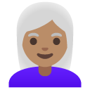 woman: medium skin tone, white hair on Google