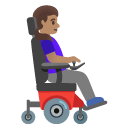 woman in motorized wheelchair facing right: medium skin tone on Google