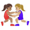 women wrestling: medium skin tone, medium-light skin tone on Google